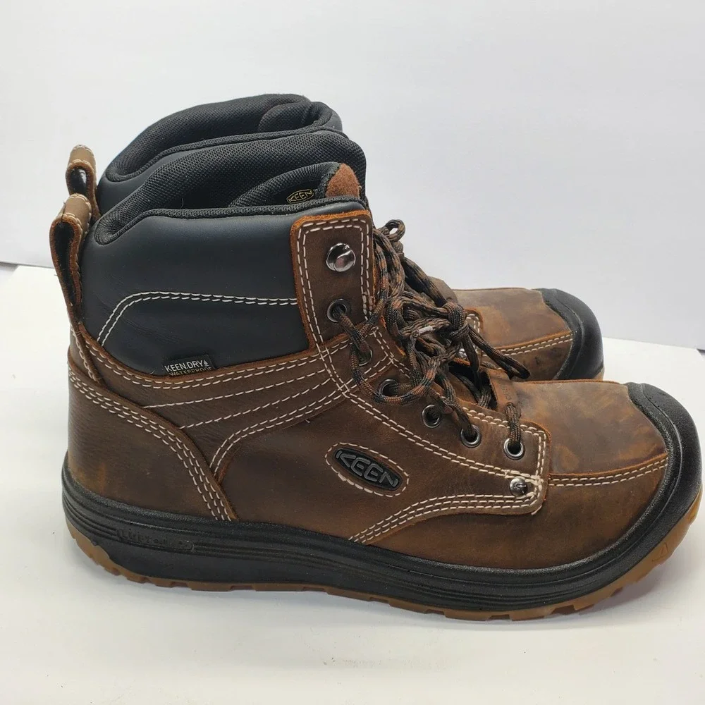 KEEN Utility Work Boots Men 9D Brown Leather Waterproof Carbon Toe EH 1027100D